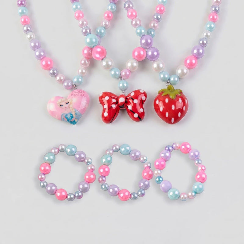 Pack Of 3 Girls Multicolour Frozen Heart Necklace and Bracelet Sets Necklace and Bracelet Multicolor Onesize