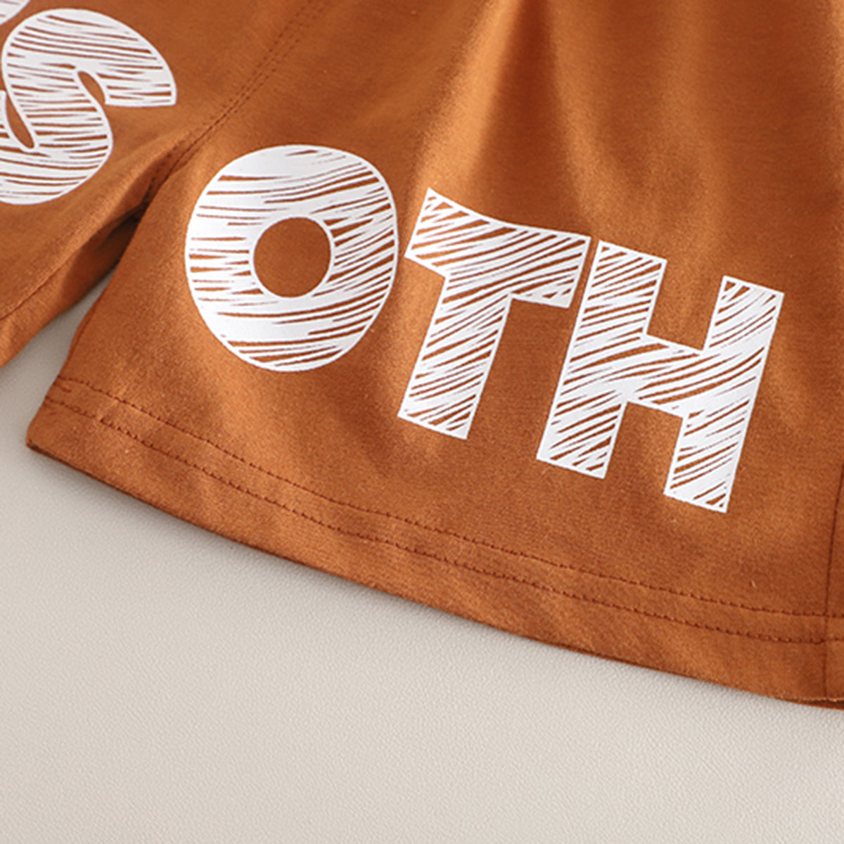 Boys Brown Typographic Printed Color-blocked T-Shirt With Shorts Set 2 pc. Sets