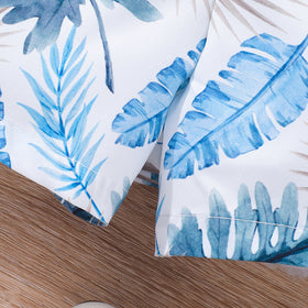 Girls Blue Tropical Print Waistcoat and Shorts with Solid Tee Set Sets