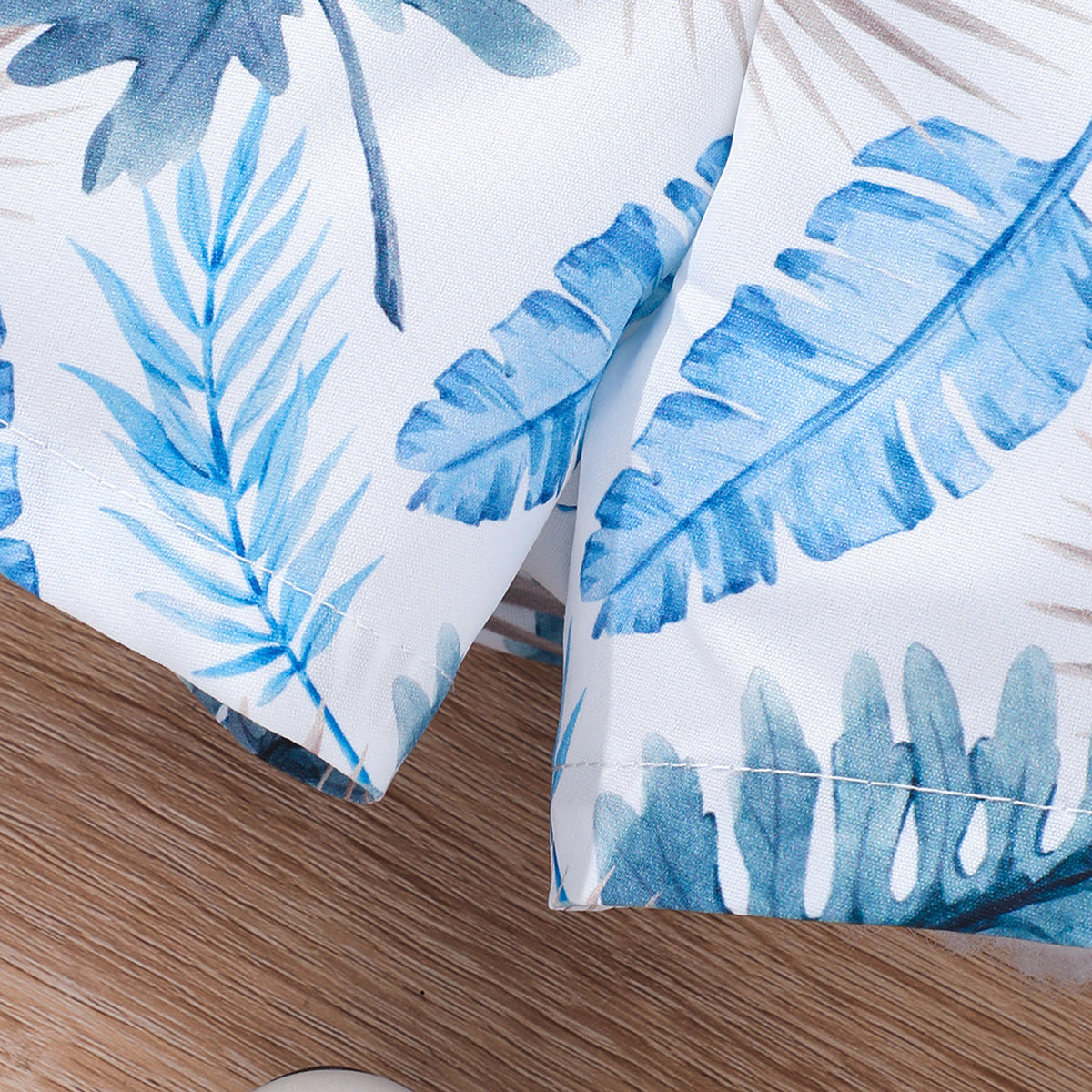 Girls Blue Tropical Print Waistcoat and Shorts with Solid Tee Set Sets