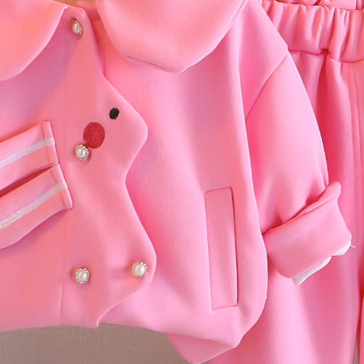 Girls Pink Solid Jacket With Joggers Co-ord Set 2 pc. Sets