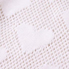 Girls White Heart Pattern Cardigan Sweaters & Cardigans