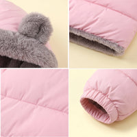 Boys Pink Bear Ear On Hood Zip-up Puffer Jacket Coats & Jackets