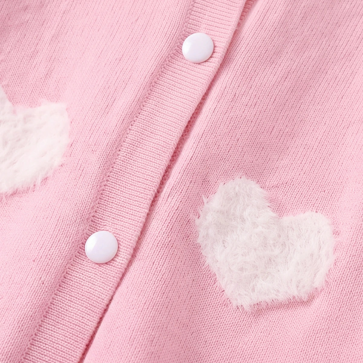 Girls Pink Self Heart Design Winter Cardigan Sweaters & Cardigans