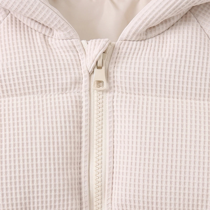 Boys Off White Textured Hooded Zip-up Jacke Coats & Jackets