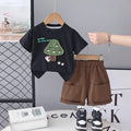 Boys Black Mushroom Graphic T-Shirt With Shorts Sets Sets Black 1-2 Y