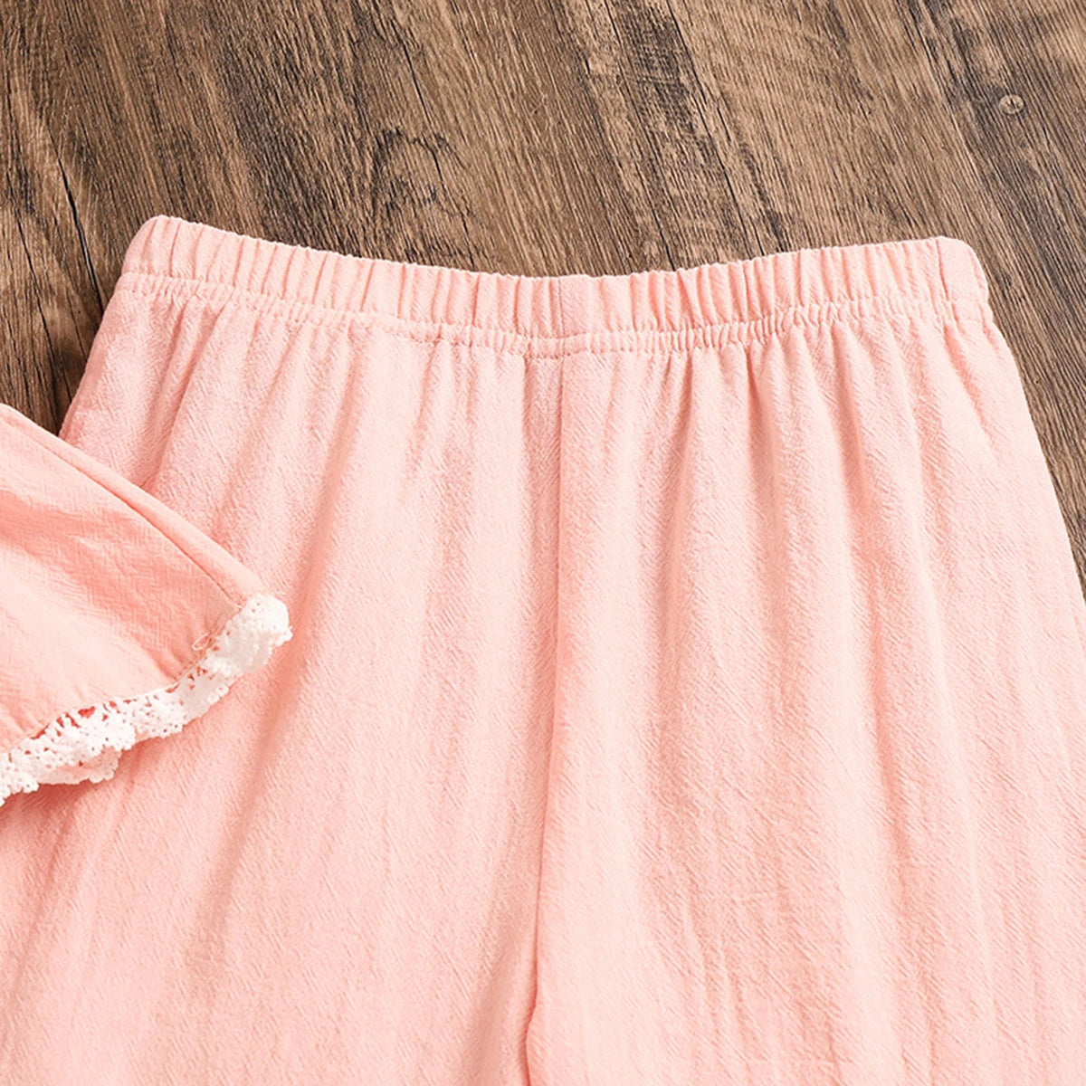 Girls Light Pink Sleeveless Peplum Top With Elasticated Pants Sets 2 pc. Sets