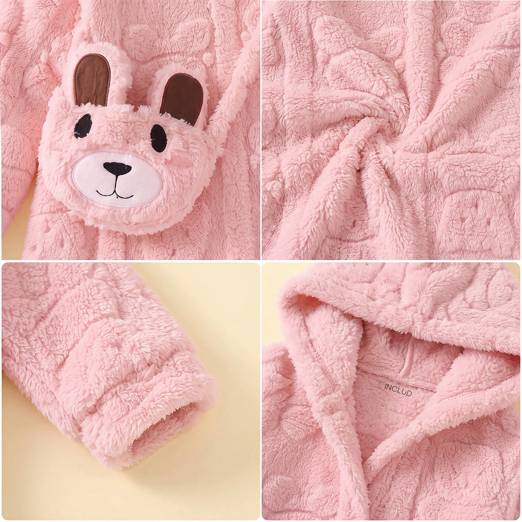 Girls Pink Self-Design Hooded A-line Dress With Sling Bag Casual Dresses
