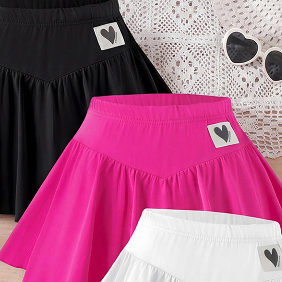 Girls Multicolor Elasticated Flared Mini Skirts Skirts