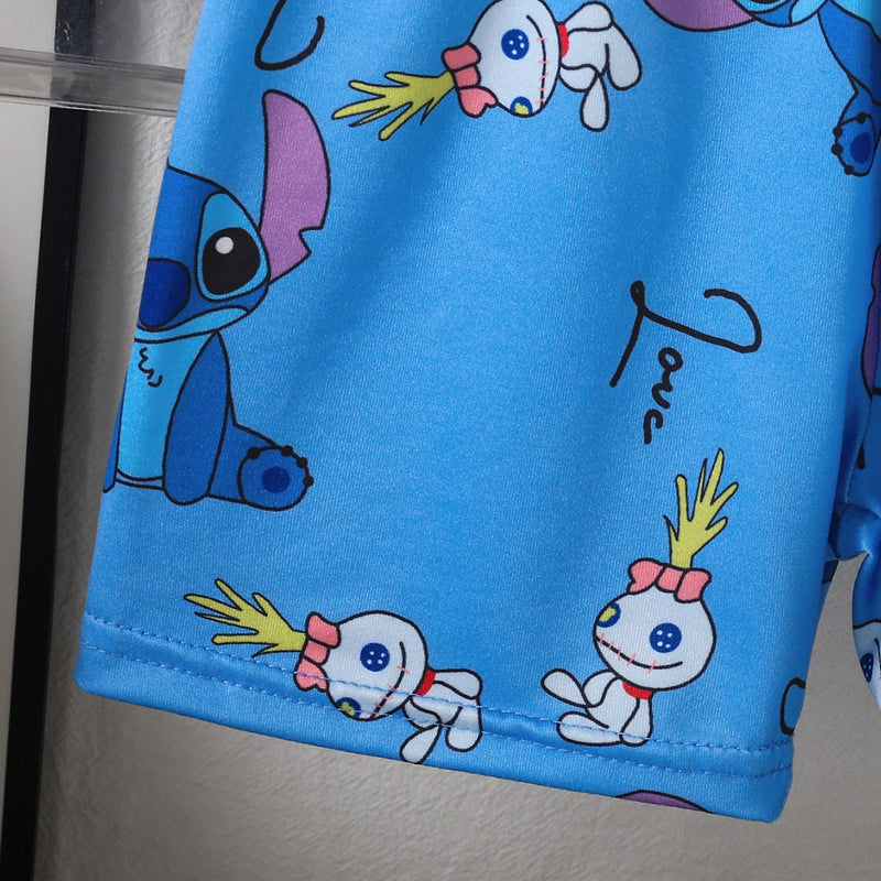 Boys White Cartoon Characters Printed Sleeveless T-Shirt With Shorts Sets 2 pc. Sets