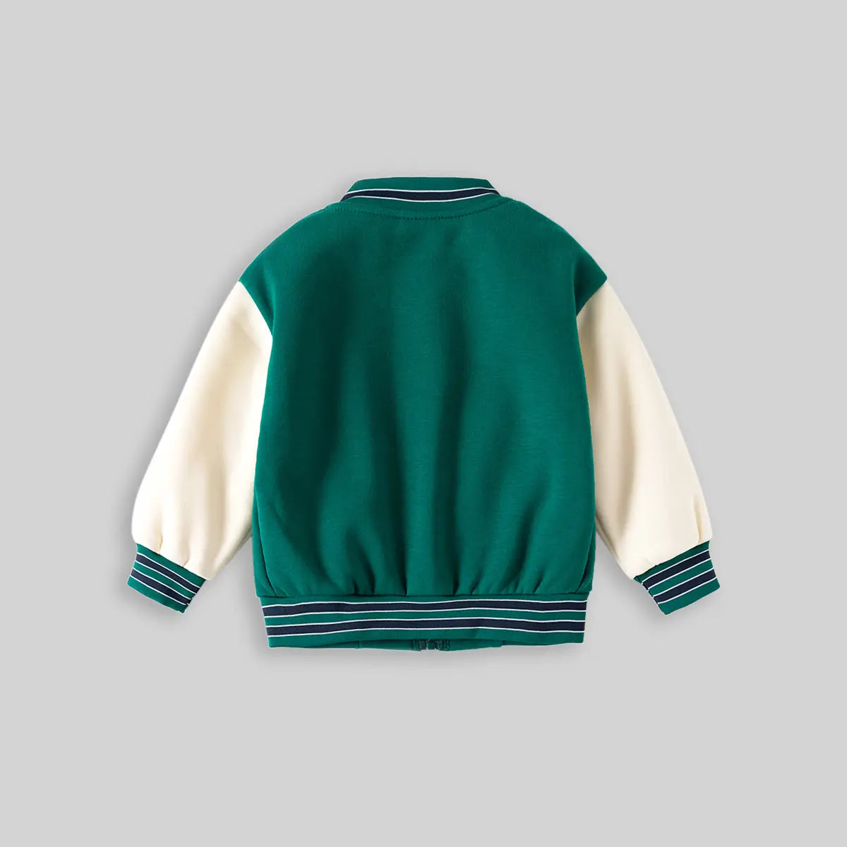Boys Green Bear Cartoon Applique Varsity Jacket Coats & Jackets