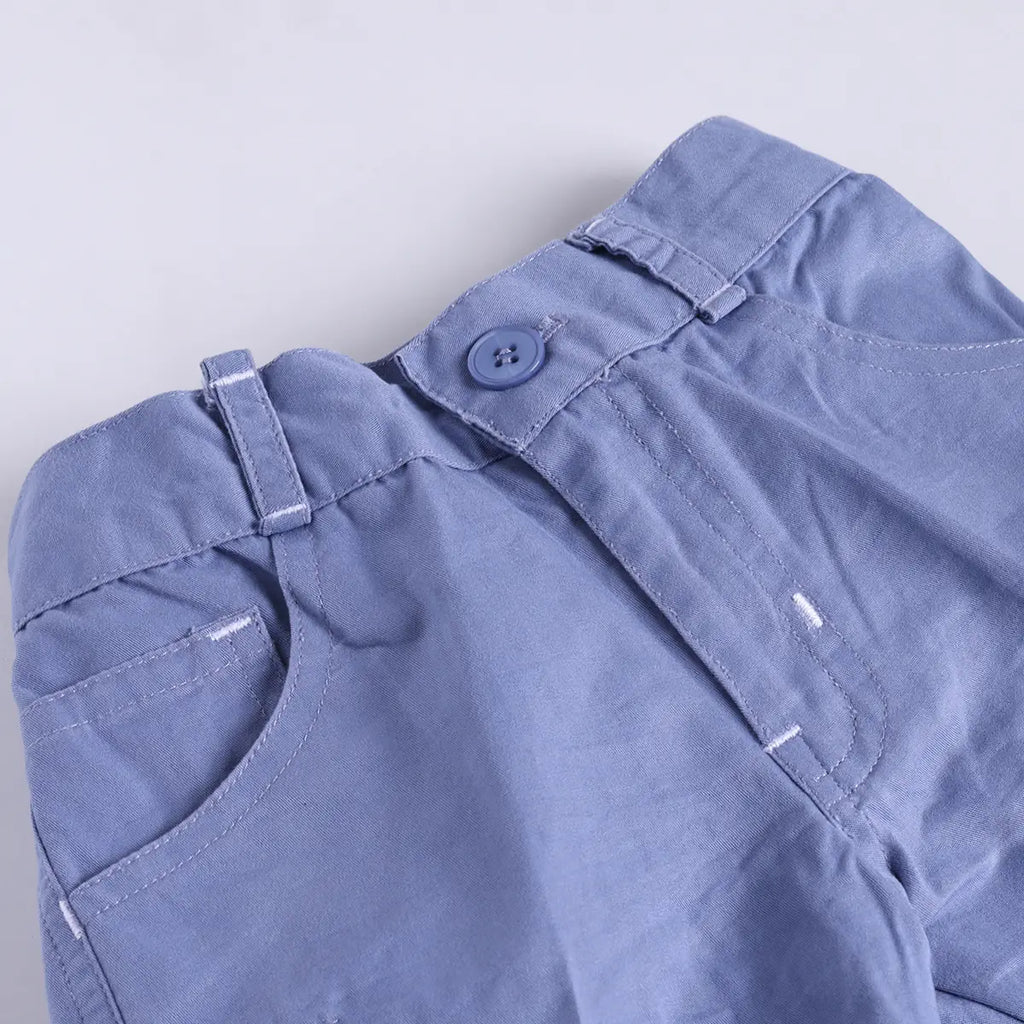 Boys Blue Stripes Shirt With Printed T-Shirt & Twill Shorts Sets 3 pc. Sets