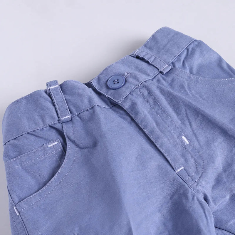 Boys Blue Stripes Shirt With Printed T-Shirt & Twill Shorts Sets 3 pc. Sets