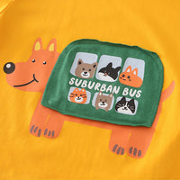 Boys Yellow Graphics T-Shirt With Denim Shorts Set Sets