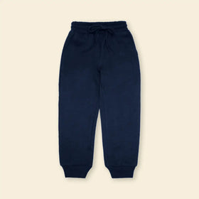 Boys Navy Blue Solid Cross Pocket Elasticated Joggers Trackpants & Joggers