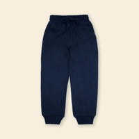 Boys Navy Blue Solid Cross Pocket Elasticated Joggers Trackpants & Joggers