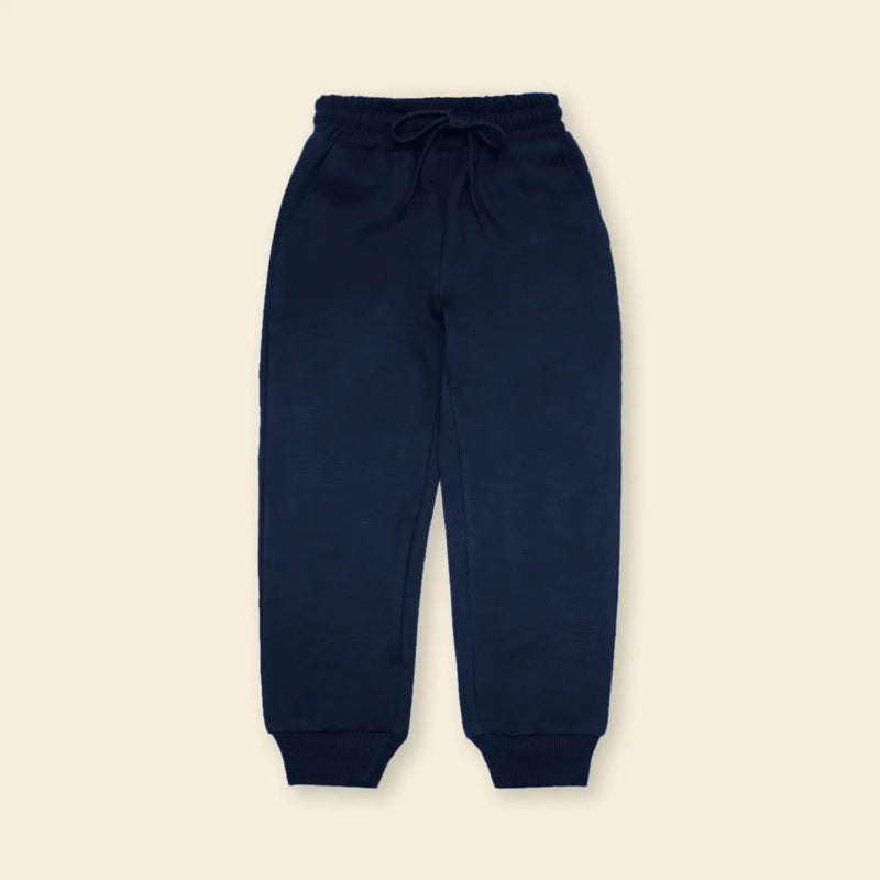 Boys Navy Blue Solid Cross Pocket Elasticated Joggers Trackpants & Joggers