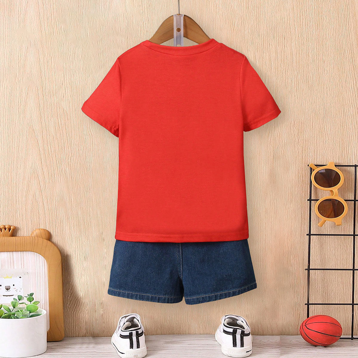 Boys Red Graphic Monster Truck Printed Short Sleeves T-Shirt Tshirts
