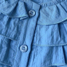 Girls Blue Sleeveless Ruffle Top with White Lace Palazzo Pants Sets 2 pc. Sets