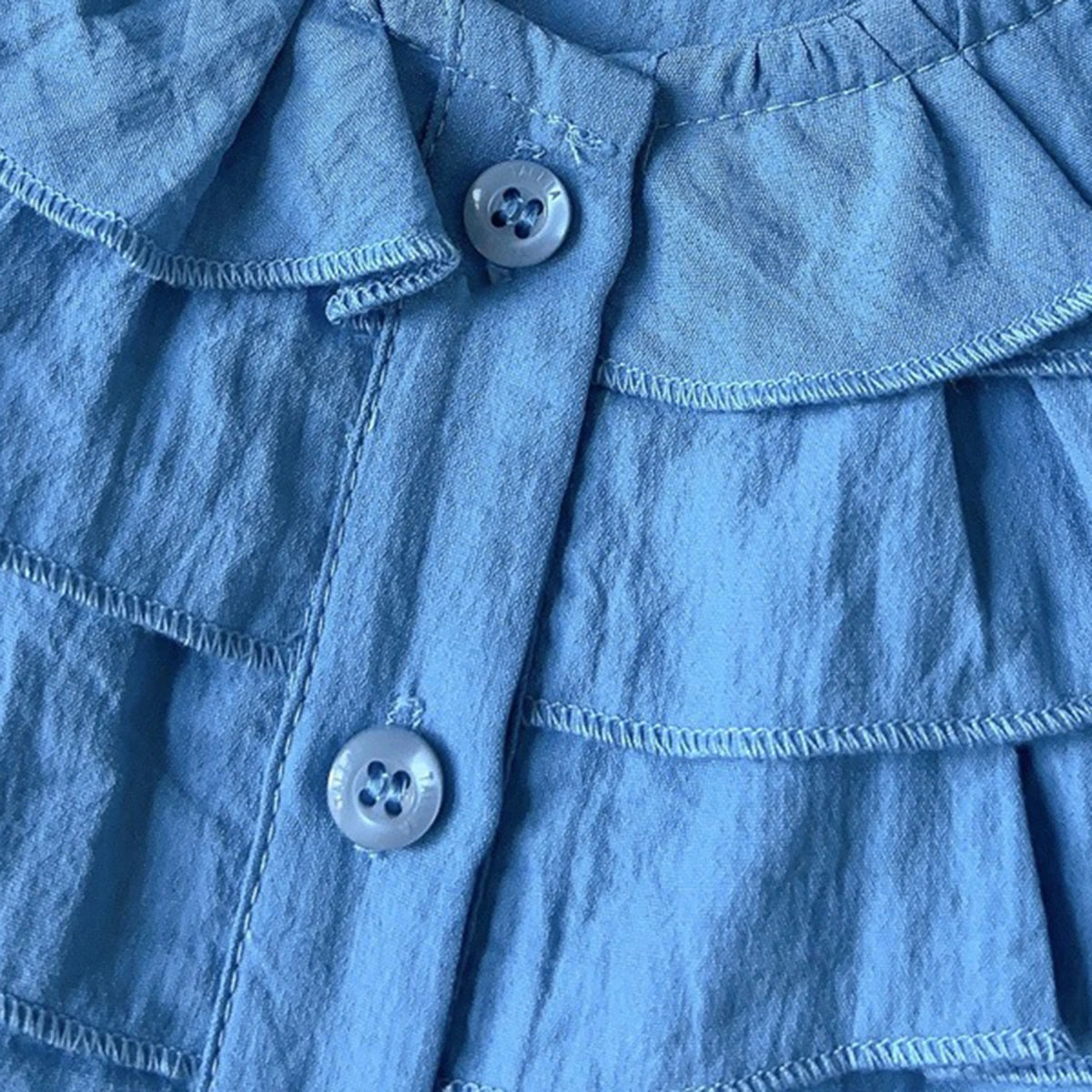 Girls Blue Sleeveless Ruffle Top with White Lace Palazzo Pants Sets 2 pc. Sets
