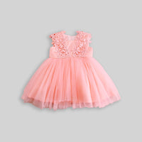 Girls Lace Crochet Neck Party Dress Party Dresses Pink 1-2 Y 