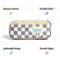 Cute Checked Pencil Pouch with Become Sunny Design Trending Accessories