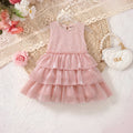 Girls Light Pink Sequins Embellished Layered Party Dress Party Dresses Light Pink 1-2 Y