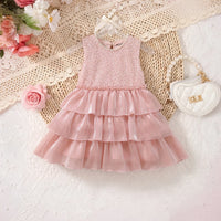 Girls Light Pink Sequins Embellished Layered Party Dress Party Dresses Light Pink 1-2 Y