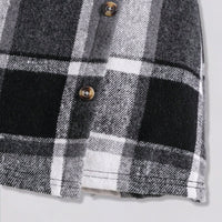 Girls Stand Collar Rib Top With Black Checked Skirt & Beret Hat Set Sets