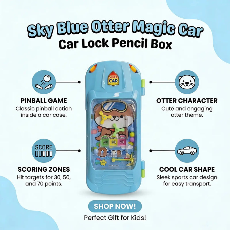 Sky Blue Otter Magic Car Lock Pencil Box Trending Accessories