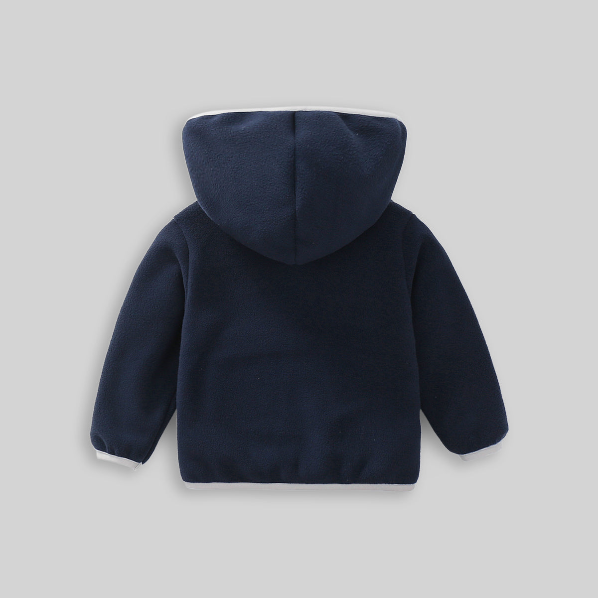 Boys Dark Blue Fleece Front Zipper Hooded Winter Jacket Coats & Jackets