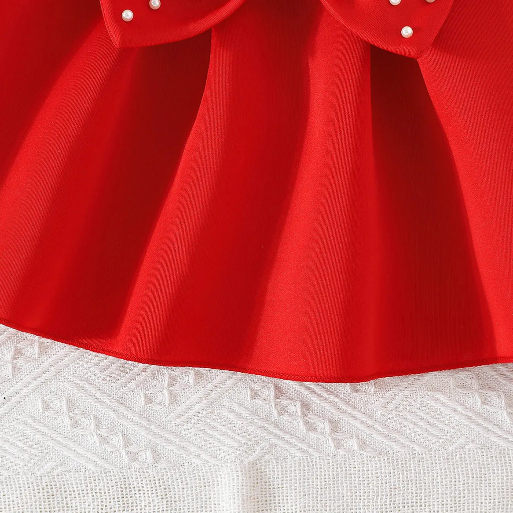 Girls Red Ruffle Top With Skirt Sets Sets
