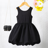 Girls Black Sleeveless Balloon Dress
