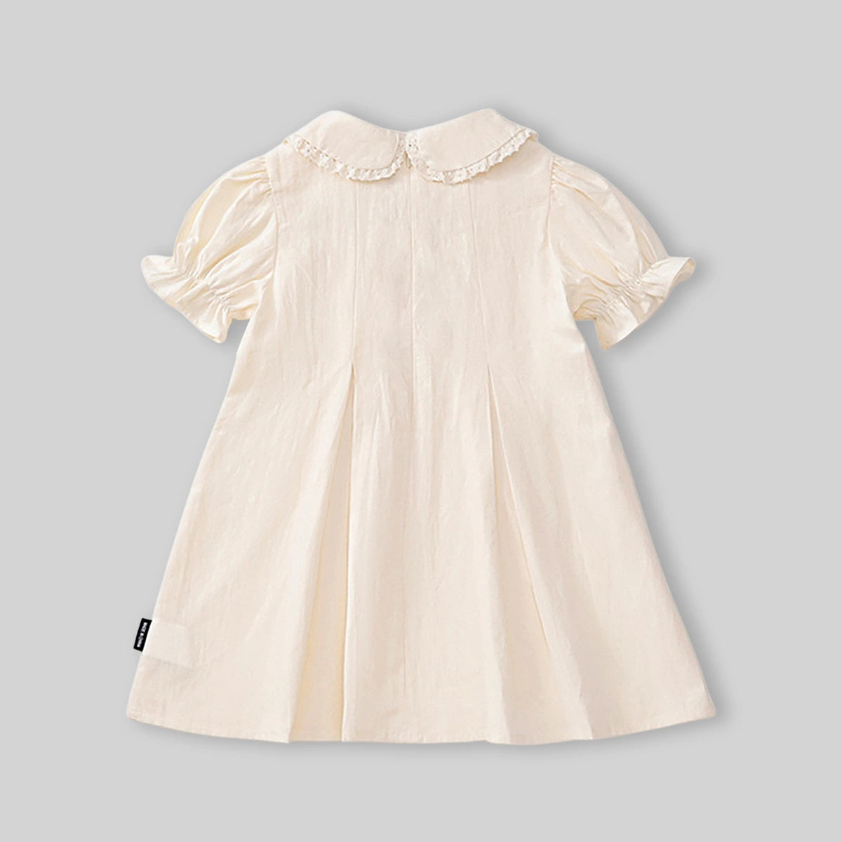 Girls Off White Embroidered Peter Pan Collar A-Line Dress Casual Dresses