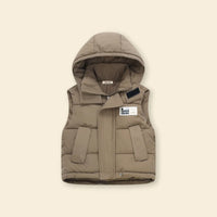 Girls Brown Hooded Sleeveless Zip-up Puffer Vest Coats & Jackets Brown 5-6 Y