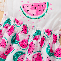 Girls Pink Watermelon Print Top with Skirt Set Sets