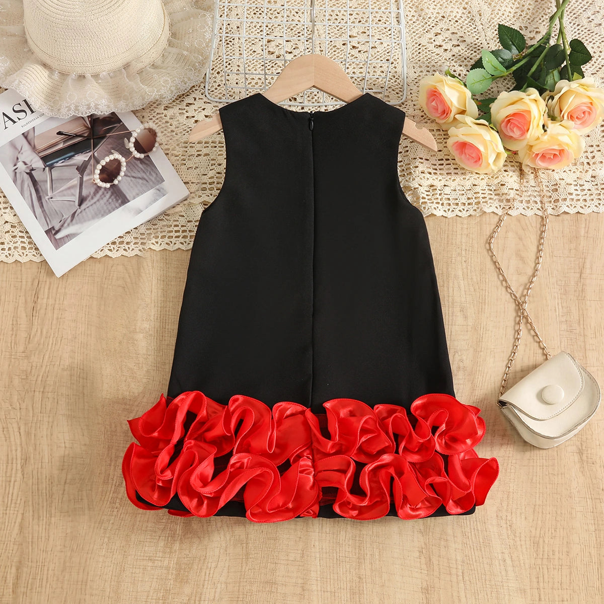 Girls Red Ruffle A-line Party Dress Party Dresses