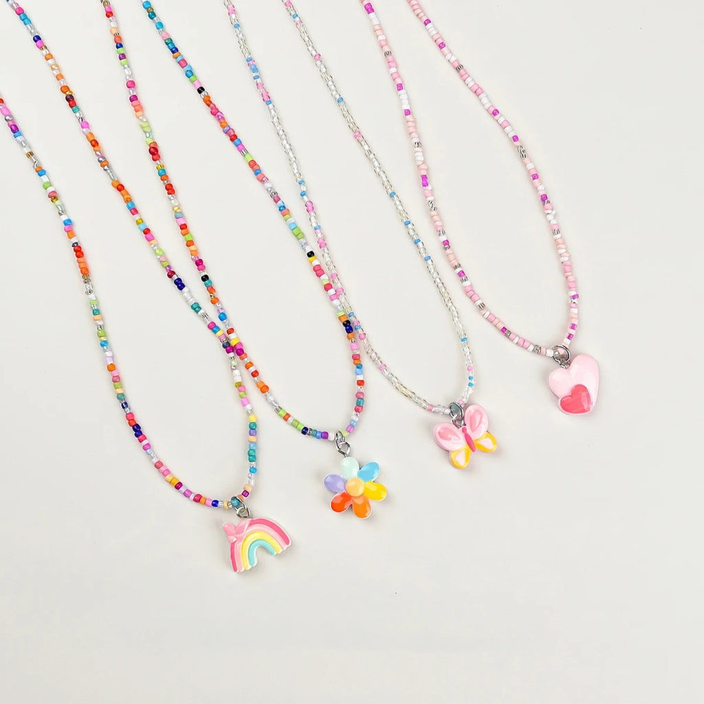 Pack Of 4 Girls Multicolour Beaded Charm Necklace Sets Necklace and Chains Multicolor Onesize