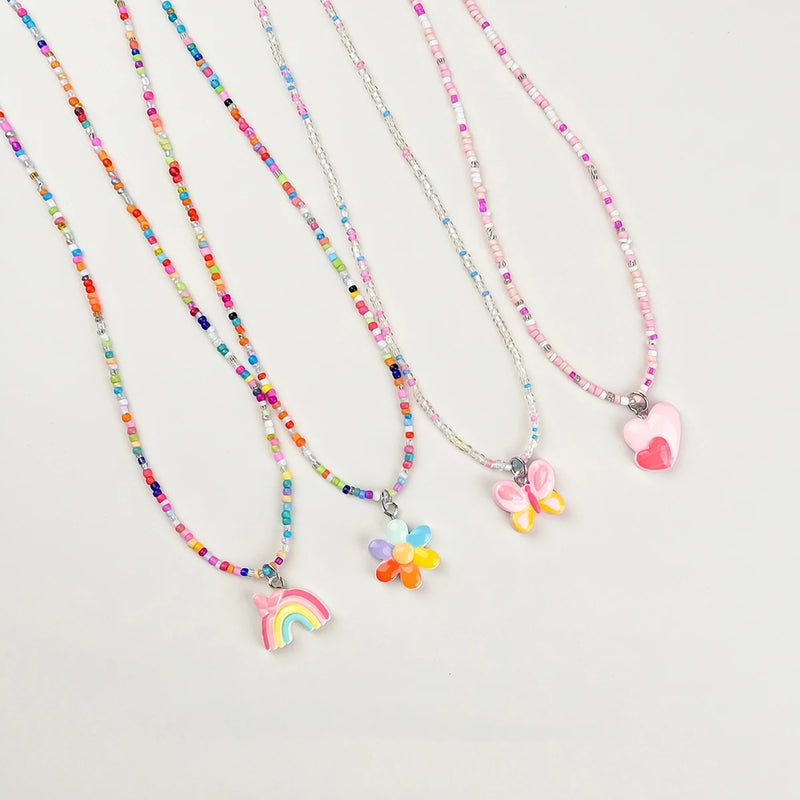 Pack Of 4 Girls Multicolour Beaded Charm Necklace Sets Necklace and Chains Multicolor Onesize