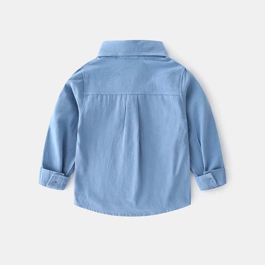 Boys Light Blue Long Sleeves Button-down Shirts Shirts