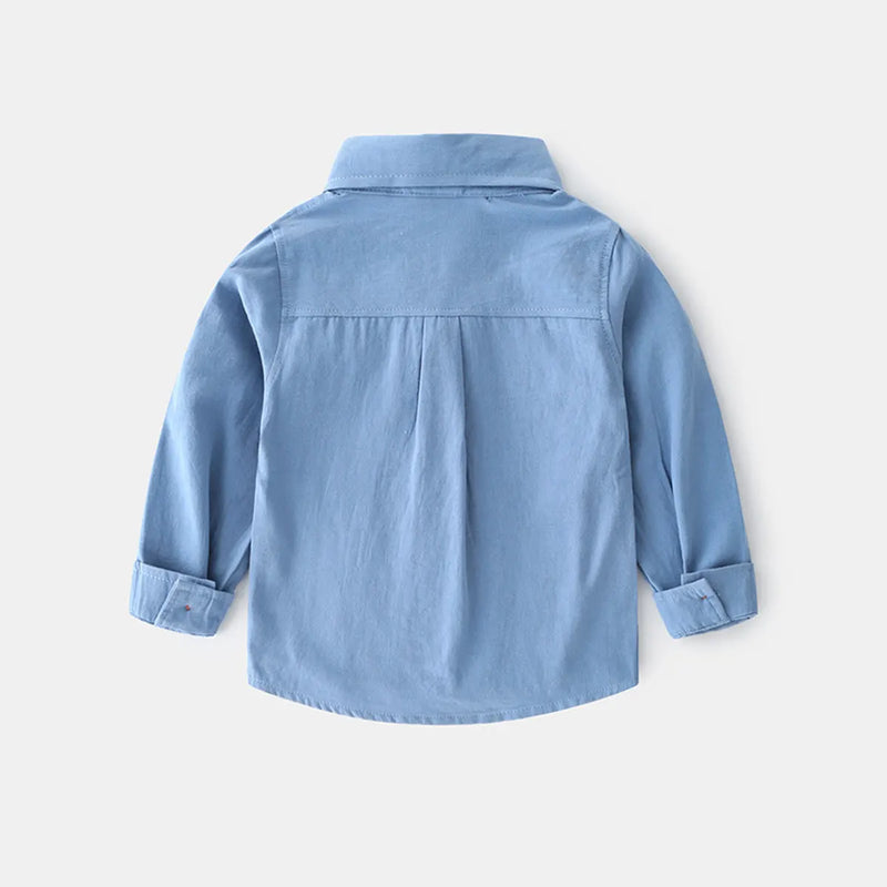 Boys Light Blue Long Sleeves Button-down Shirts Shirts
