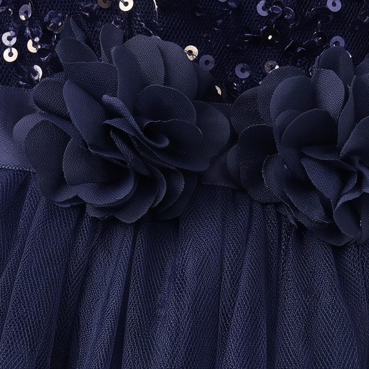 Girls Navy Blue Sequin Embellished Sleeveless Party Gown Party Dresses
