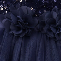Girls Navy Blue Sequin Embellished Sleeveless Party Gown Party Dresses