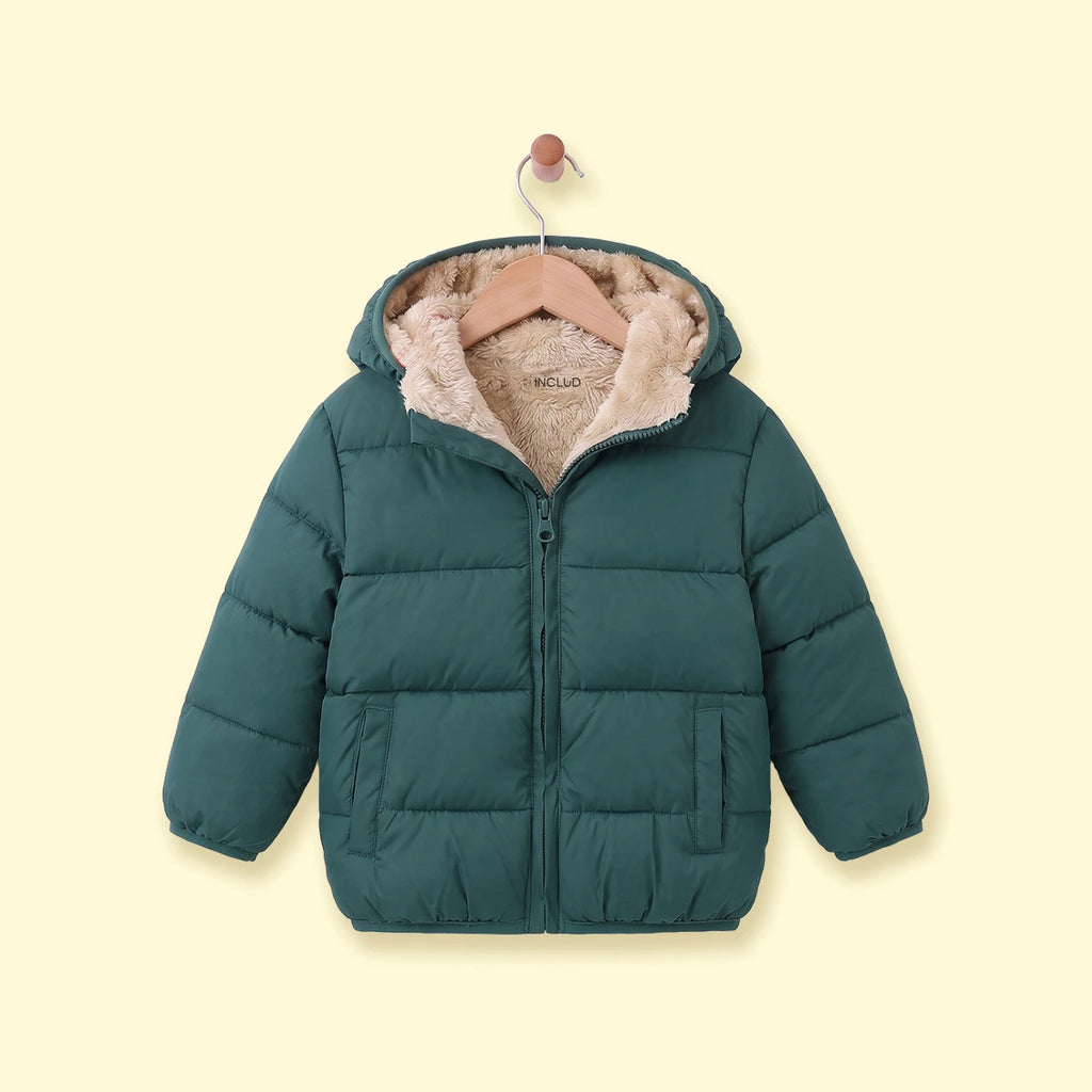 Boys Teal Hooded Zip-up Puffer Jacket Coats & Jackets Teal 1-2 Y