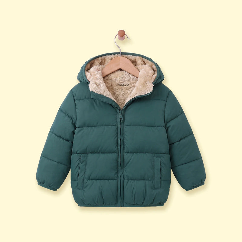 Boys Teal Hooded Zip-up Puffer Jacket Coats & Jackets Teal 1-2 Y