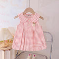 Girls Light Pink Checked Rabbit Applique Sleeveless A-Line Dress Casual Dresses Light Pink 1-2 Y