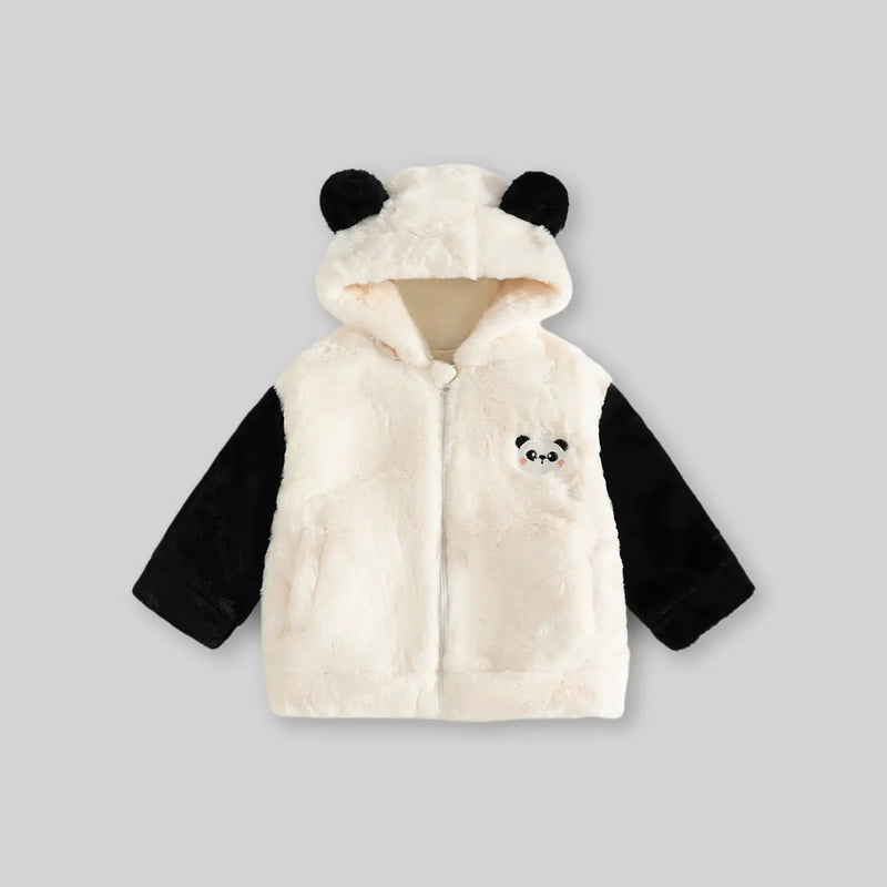 Girls White Polar Fleece Hooded Zipper Jacket Coats & Jackets