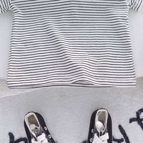 Boys Black Striped Polo T-Shirts With Dungaree Set 2 pc. Sets