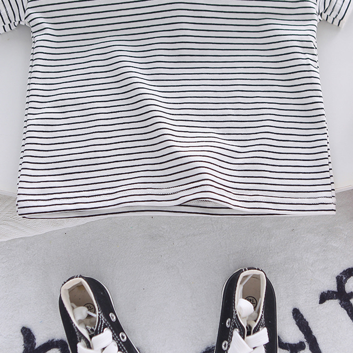 Boys Black Striped Polo T-Shirts With Dungaree Set 2 pc. Sets