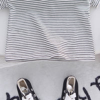 Boys Black Striped Polo T-Shirts With Dungaree Set 2 pc. Sets